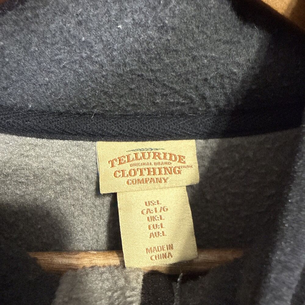 Telluride Clothing Company Men’s Fleece Pullover Snap Button Large Grey Pocket - Picture 6 of 12